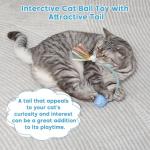 Interactive Cat Toys for Indoor Cats & Dogs, Agile Moving Cat Ball with Elastic Mesh Tail, Rechargeable Enrichment Toys, Smart Automatic Rolling Pet Ball Toys for Bored Indoor Dogs & Cats (Blue)