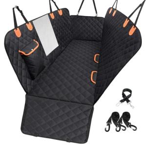 EasyHaWei Dog Car Seat Cover for Back Seat 600D Scratchproof Nonslip Durable Waterproof Cars Pet Backseat Covers with Mesh Window Dogs Hammock for Car，SUV, Truck (54" W x 58" L)