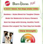SPOT Bam-Bones Plus T Bone – Bamboo Fiber & Nylon Dog Chew Toy for Moderate to Aggressive Chewers, Durable Long Lasting & Non-Splintering, Beef Flavor Toy for Adult Dogs & Puppies Under 60 lbs, 6 in