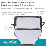 High Road Back Seat Barrier for Dogs - Car Divider for Dogs for Behind Front Seat - Padded Steel Frame with Heavy Duty Coated Dog Net Barrier for Car, Truck or SUV