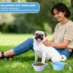 SLSON Collapsible Dog Bowl, 2Pack Macaron Color Pet Travel Bowls Silicone Foldable Water Feeder Dish for Small to Large Dogs Cat Walking Hiking Camping (Macaron Blue and Light Grey, Small)