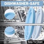 SLSON Collapsible Dog Bowl, 2Pack Macaron Color Pet Travel Bowls Silicone Foldable Water Feeder Dish for Small to Large Dogs Cat Walking Hiking Camping (Macaron Blue and Light Grey, Small)