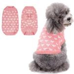 LIEVUIKEN Dog Sweater, Knitted Heart Pattern Puppy Sweaters for Small Medium Large Dogs, Girl Boy Autumn/Winter High Elasticity Comfortable Pet Clothes, Christmas Holiday New Year Pet Outfit(Pink, M)