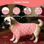 LIEVUIKEN Dog Sweater, Knitted Heart Pattern Puppy Sweaters for Small Medium Large Dogs, Girl Boy Autumn/Winter High Elasticity Comfortable Pet Clothes, Christmas Holiday New Year Pet Outfit(Pink, M)