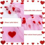 Pistha Cute Dog Dress Pink Tulle Puppy Dress with Heart Patches Pet Clothes for Small Dogs Cats,L