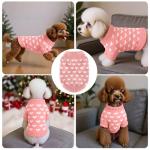 LIEVUIKEN Dog Sweater, Knitted Heart Pattern Puppy Sweaters for Small Medium Large Dogs, Girl Boy Autumn/Winter High Elasticity Comfortable Pet Clothes, Christmas Holiday New Year Pet Outfit(Pink, M)