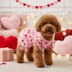 Pistha Cute Dog Dress Pink Tulle Puppy Dress with Heart Patches Pet Clothes for Small Dogs Cats,L