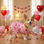 Pistha Cute Dog Dress Pink Tulle Puppy Dress with Heart Patches Pet Clothes for Small Dogs Cats,L