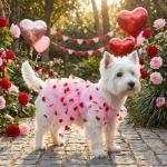 Pistha Cute Dog Dress Pink Tulle Puppy Dress with Heart Patches Pet Clothes for Small Dogs Cats,L