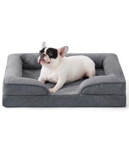 Made4pet Dog Bed Orthopedic, Dog Sofa for Small Dogs Supportive Foam Pet Cushions Bed with Washable Removable Cover, Egg-Crate Foam, Waterproof Lining Bottom, Grey, 30 * 20 * 6.5 Inch