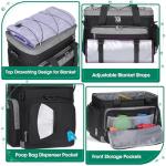 IGOLUMON Dog Travel Bag Large Pet Travel Bags Set for Supplies Weekend Travel Kit Tote Organizer Multi-Pockets Food Travel Bag with 2 Extra Large Food Containers, 2 Dog Bowls, 1 Feeding Mat