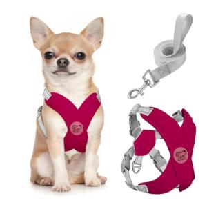 Pawaboo Small Dog Harness and Leash Set, Puppy Harness X-Frame No Pull No Choke, Dog Vest Harness Adjustable for Small Medium Sized Dogs, Soft Breathable Pet Harness for Walking Outing, S, Magenta