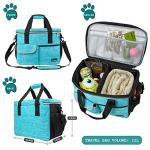 PetAmi Dog Travel Bag, Travel Pet Bag Organizer, Dog Food Travel Bag with Food Container and Bowls, Dog Travel Supplies Gift Accessories for Weekend Camping, Dog Cat Diaper Bag (Sea Blue, Medium)