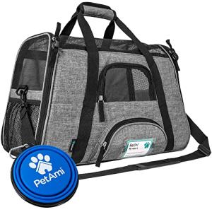 PetAmi Airline Approved Pet Carrier for Cat, Soft Sided Dog Carrier for Small Dog, Cat Travel Supplies Accessories Indoor Cat, Ventilated Pet Carrying Bag Medium Large Kitten Puppy, Small Heather Gray