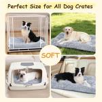 Razyzil Washable Dog Bed for Small to Large Dogs, Calming Anti Anxiety Medium Dog Bed, Deluxe Plush Faux Fur Crate Beds, Comfy Fluffy Kennel Pad Pet Sleeping Mat with Non-Slip Bottom, 35"x22", Gray