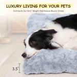 Razyzil Washable Dog Bed for Small to Large Dogs, Calming Anti Anxiety Medium Dog Bed, Deluxe Plush Faux Fur Crate Beds, Comfy Fluffy Kennel Pad Pet Sleeping Mat with Non-Slip Bottom, 35"x22", Gray