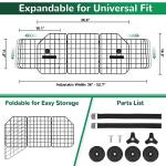 HAITRAL Universal-Fit Barrier,Adjustable Dog Barrier for SUVs,Cars,Trucks,Heavy-Duty Wire Mesh Guard Pet Divider,Back Seat Dog Separator Gate for Cargo Area,Safety Car Travel Accessories