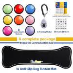 Dog Buttons for Communication with Mat & Clicker – 30s Recordable Dog Buttons Talk, Talking Buttons for Dogs, Gift for Dog Owners with Training Guide, Custom Stickers, and Clear Sound (8-Pack)