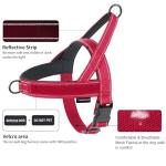 Annchwool No Pull Dog Harness,Heavy Duty Reflective Collar & Leash Set-Leash with Double Handle & Car Seatbelt Clip-Easy Control for Walking Training Medium Large Size Dogs(Red,L)