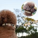 NESTROAD Dog Collar and Leash Set,Soft Neoprene Pet Collar with Quick Release Buckle,Adjustable Nylon Dog Collars for Small Medium Large Dogs(Medium Collar + 5FT Leash,Cherecked Beige)