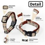 NESTROAD Dog Collar and Leash Set,Soft Neoprene Pet Collar with Quick Release Buckle,Adjustable Nylon Dog Collars for Small Medium Large Dogs(Medium Collar + 5FT Leash,Cherecked Beige)