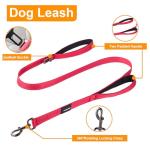 Annchwool No Pull Dog Harness,Heavy Duty Reflective Collar & Leash Set-Leash with Double Handle & Car Seatbelt Clip-Easy Control for Walking Training Medium Large Size Dogs(Red,L)