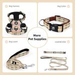 NESTROAD Dog Collar and Leash Set,Soft Neoprene Pet Collar with Quick Release Buckle,Adjustable Nylon Dog Collars for Small Medium Large Dogs(Medium Collar + 5FT Leash,Cherecked Beige)