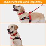 Annchwool No Pull Dog Harness,Heavy Duty Reflective Collar & Leash Set-Leash with Double Handle & Car Seatbelt Clip-Easy Control for Walking Training Medium Large Size Dogs(Red,L)