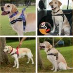 Annchwool No Pull Dog Harness,Heavy Duty Reflective Collar & Leash Set-Leash with Double Handle & Car Seatbelt Clip-Easy Control for Walking Training Medium Large Size Dogs(Red,L)