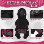 Dog Raincoat, Waterproof Dog Rain Jacket with Hood, Rain Coat with Leash Hole, Reflective Strap for Small Medium Dogs, Lightweight Puppy Clothes(Black,L)