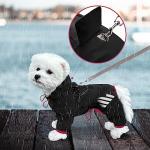 Dog Raincoat, Waterproof Dog Rain Jacket with Hood, Rain Coat with Leash Hole, Reflective Strap for Small Medium Dogs, Lightweight Puppy Clothes(Black,L)