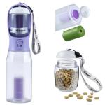 Cibaabo Dog Water Bottle with Food Container & Poop Bag Holder, Travel Water Bowl, Portable Pet Dispenser, Dog Gifts Stuff Accessories Items, Puppy Essentials for Yorkie Chihuahua Walking Hiking