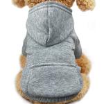 Jecikelon Winter Dog Hoodie Sweatshirts with Pockets Warm Dog Clothes for Small Dogs Chihuahua Coat Clothing Puppy Cat Custume (Grey, Small)