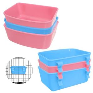 6 Pack Feeder (Blue, Pink), Hanging Feeder,Food and Water Container, Bath Water Bowl Universal for Birds Hamsters Mice Rats Rabbit Guinea Pig Small Pets (S) (S)