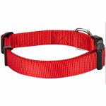 Blueberry Pet Essentials Matching Dog Collar and Double Handle Leash Set in Rouge Red, Adjustable Classic Solid Color Nylon Collar with 4 ft Leash for Large Dogs