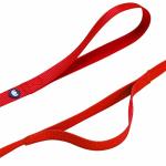 Blueberry Pet Essentials Matching Dog Collar and Double Handle Leash Set in Rouge Red, Adjustable Classic Solid Color Nylon Collar with 4 ft Leash for Large Dogs