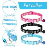 3 Pcs Dog Collar and Leash Set, Adjustable Puppy Collar and Leash, Puppy Collars with Paw Print, Dog Collars and Leashs for Small Dogs, Quick Release Buckle Adjustable Rope for Pets (Pink Black Blue)