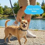 3 Pcs Dog Collar and Leash Set, Adjustable Puppy Collar and Leash, Puppy Collars with Paw Print, Dog Collars and Leashs for Small Dogs, Quick Release Buckle Adjustable Rope for Pets (Pink Black Blue)