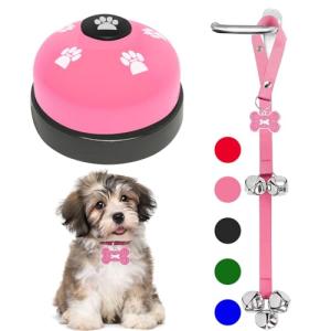 KEXIAVA 2 Pack Dog Door Bells Dog Doorbell to go Outside Puppy Train Bell for Dogs to Ring to go Potty Puppy Toilet Training Bell Jingle Bells for Door Knob Girl Puppy Essentials Accessories (Pink)