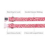 Olahibi Dog Collar Leash Set, Leopard Pattern, Polyester Material, Adjustable Collar and 5ft Matching Leash, for Puppy Dogs.(XS, Pink Leopard)