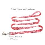 Olahibi Dog Collar Leash Set, Leopard Pattern, Polyester Material, Adjustable Collar and 5ft Matching Leash, for Puppy Dogs.(XS, Pink Leopard)