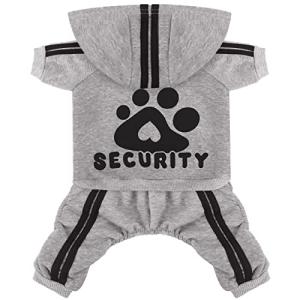Otunrues Dog Security Clothes - 4 Legs Jumpsuit Sweatshirt Hoodie - Soft & Warm Winter Outfit Pullover Sweater for Small Medium Large Dogs Cats (Grey, XX-Small)