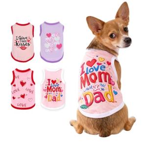 Topbuti 4 Pack Dog Shirts Summer Pet T Shirts Puppy Clothes Dog Clothing Breathable Cat Sleeveless Vest for Small Dogs Cats (Medium, Love)