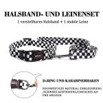 Roses&Poetry Dog Collar and Leash for Small,Adjustable Durable 5ft Puppy Leash Collar for Dog Training Lead（Black & White-S）