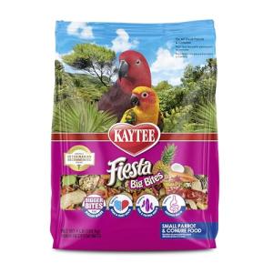 Kaytee Fiesta Big Bites Small Parrot & Conure Food, Nutritious and Fun Blend, Supports Skin, Feather, Digestion, Brain and Heart Health, 4 pounds
