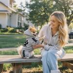 Otunrues Dog Security Clothes - 4 Legs Jumpsuit Sweatshirt Hoodie - Soft & Warm Winter Outfit Pullover Sweater for Small Medium Large Dogs Cats (Grey, XX-Small)