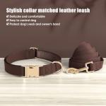 PET ARTIST Soft PU Leather Dog Collar and Leash Set, Bright & Stylish 5FT PU Leather Leash and Collar Set, Durable Pet Collars with Quick Release Metal Buckle for Large Dogs,Brown,L(16-27")