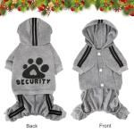 Otunrues Dog Security Clothes - 4 Legs Jumpsuit Sweatshirt Hoodie - Soft & Warm Winter Outfit Pullover Sweater for Small Medium Large Dogs Cats (Grey, XX-Small)