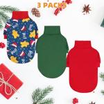 KOOLTAIL Christmas Dog Sweater, 3 Pack Fleece Dog Shirt Turtleneck Pullover Clothes for Small Medium Large Dogs, Fuzzy Soft Warm Pet Winter Cold Weather Coats for Puppy Cats Girls Boys, Red & Green XS