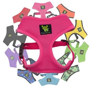 EcoBark Pink Dog Harness - Max Comfort Luxurious Soft Mesh - Over The Head No Pull & No Choke Halter Harness Vest - Eco-Friendly Body Harness
